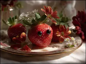 Grafika AI, Truskawki, Kwiaty